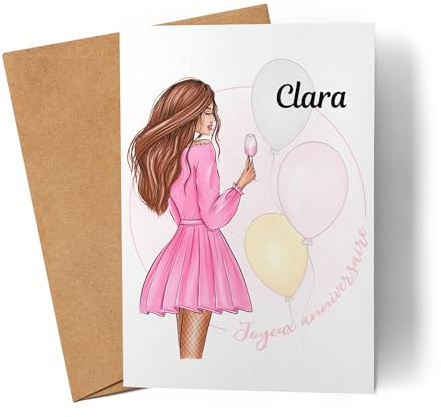 Kiddle-Design Individuelle Geburtstagskarte | Personalisierbares Geschenk für Mädchen und Frauen | Mit eigenem Namen | Für den 18. 20. 25. 30. Geburtstag
