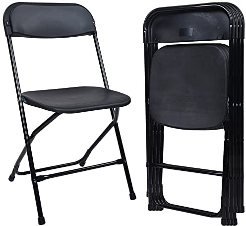 Elevon Folding Plastic Chair with 500-Pound Capacity, Black, 4-Pack