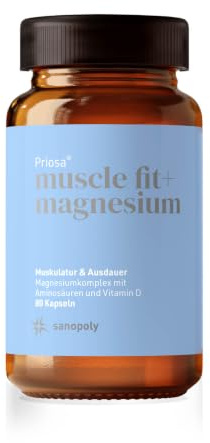 Sanopoly Priosa® muscle fit 80 Kapseln I Magnesium-Komplex | mit Aminosäuren, Vitaminen & Coenzymen I Vegan, Ohne Zusatzstoffe