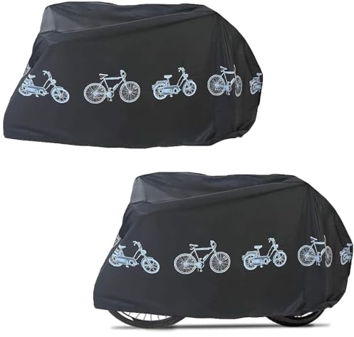 YWKJDDM Fahrradabdeckung, 2 Stück Fahrradgarage, Fahrradabdeckung Wasserdicht, Fahrradplane Fahrradschutzhülle Fahrradhülle, Fahrrad Schutzhülle für Mountainbikes (Schwarz), YWKJDDM 00033