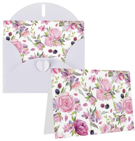 Geburtstagskarten mit Umschlägen, Aquarell-Blumen, Hochzeitskarten, Trauerkarten, Thinking Of You-Karten, Notizkarten, Dankeskarten, innen blanko, für alle Anlässe