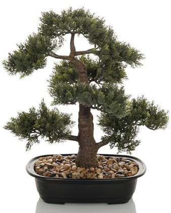 hjh OFFICE Planta Artificial Bonsai Planta Artificial Decorativa, fácil de cuidar árbol Artificial, Altura 44 cm, Pino, Verde 871050