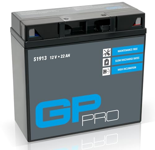 GP-PRO Batería de gel para motocicleta, 12 V, 22 Ah, 51913 GT19BL-BS, sin mantenimiento, precargada, similar a YT19BL-BS/51814/52015