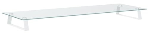 vidaXL Monitorständer Weiß 100x35x8 cm Hartglas und Metall