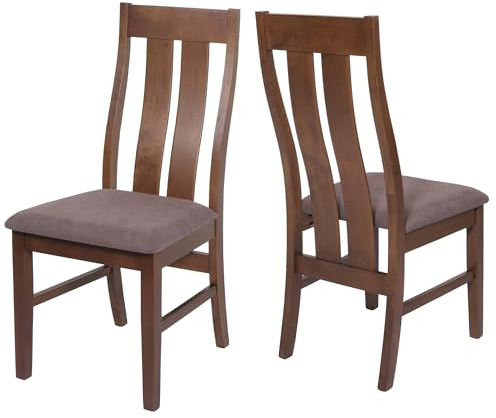 Juego de 2 sillas de comedor HWC-M58, silla de cocina, tela/textil de madera maciza, estructura oscura, color topo