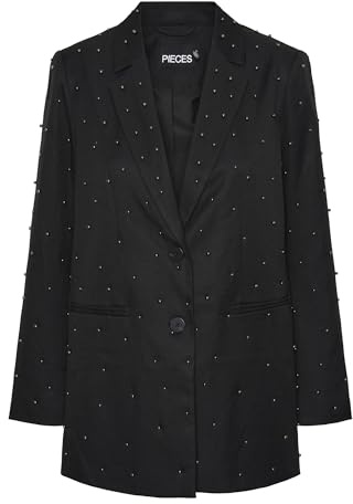 Pieces Blazer Pcru LS Embelish Blazer para Mujer, Negro, XL