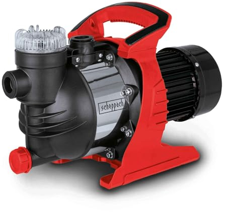 Scheppach Gartenpumpe GP1400JET Hauswasserpume | 1300W - 6000l/h Fördermenge | 4,8 bar Förderdruck | 8m Ansaughöhe - 48m Förderhöhe | inkl. Tragegriff | Brunnenpumpe Bewässerungspumpe Regenwasser