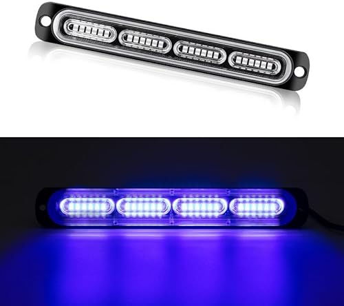 HULUBO Luci stroboscopiche di emergenza LED,2 Pz 24LED Strobe Avviso di emergenza Luce lampeggiante di avvertimento Costruzione Hazard Light Bar per Car Truck Off Road Veicoli (blu)