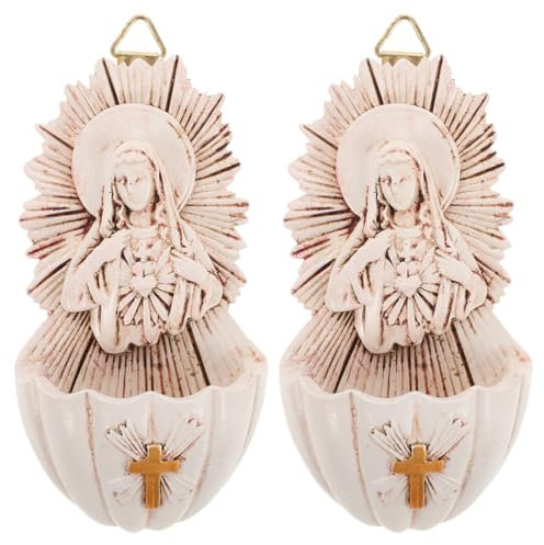 ABOOFAN 2 Pezzi Di Acquasantiera Cattolica Da Appendere Alla Parete Statua Cattolica Da Appendere Alla Parete Per L'ingresso Della Chiesa Da e Alla