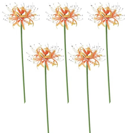 Marooma Fleurs Artificielles de Lys Araignée, 5 Tiges de 67 Cm, Fleurs Lycoris Radiata, Fausse Plante Araignée Réaliste, Bouquet de Fleurs en Soie, Décoration pour la Maison, (A)