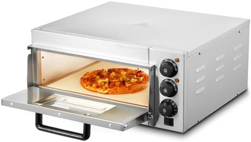 VEVOR Forno per Pizza Commerciale da Banco, 14 Single Deck Layer, Forno in Acciaio Inox con Pietra e Maniglia, Macchina per Pizza Multiuso per Interni per Ristoranti, Pretzel al Forno per Pizza