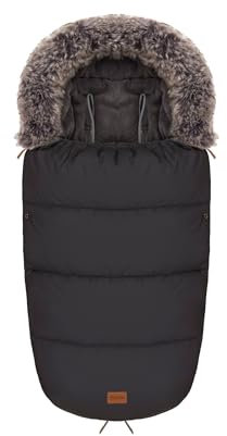 Fillikid Winterfußsack Manaslu Reflect Exklusiv | Kuscheliger Fußsack mit Kunstfellkragen | Reflektierendes Außenmaterial | Wasserabweisend & winddicht | Passend für Kinderwagen & Buggys | 100 x 50 cm