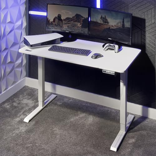 X-Rocker Ascend Computer Standing Desk, Height Adjustable Desk - White | Height Adjustable, Standing Desk, 120cm x 60cm, Gaming Desk, Electric Desk, Office Desk, Table