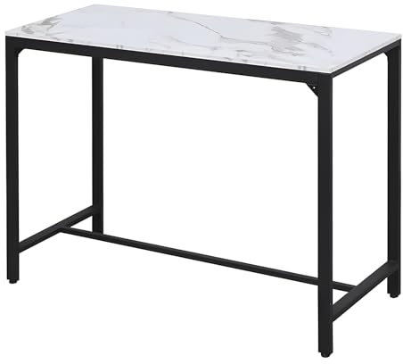 Rechteckiger Stehtisch im Industrie-Design, mit verstellbaren Füßen, stabiles Metallgestell, hoher Tisch für Wohnzimmer, Esszimmer, Küche, moderner Bartisch für kleine Räume