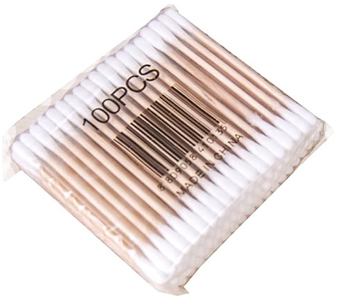 minkissy Bastoncini Di Cotone 100 Pezzi Con Doppia Punta E Manico in Legno Cotone Naturale Sicuro Per