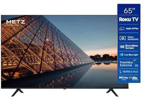Metz Smart TV 65 inch HD Roku TV MRD6000 Series Television with HDR10 Direct LED Dolby Digital Voice Control