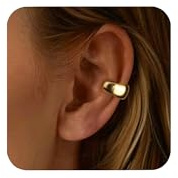 ALEXCRAFT Pendientes Ear Cuff Chunky Oro para Mujer, Pendientes Gruesos Oreja Sin Agujero Pequeño para Cartílago, Pendientes de Clip Anchos Acero Inoxidable Set, Hipoalergénicos