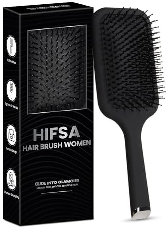 Paddle Hair Brush Women Hair Brush Blow Drying Professional Hairbrush Easy Grip Handle Hair Comb Straightening & Detangle Brush For Wet Dry Long Thick Thin Curly Natural Hair Salon Supplies (1Pc)