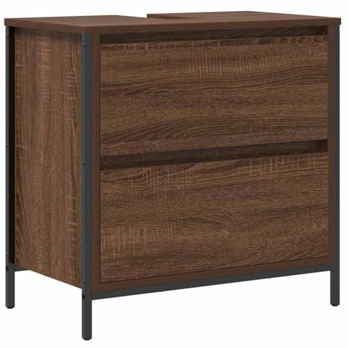 vidaXL Mueble de baño con Lavabo y cajones Roble marrón 60x34,5x60 cm, Mueble de Lavabo, Mueble de almacenaje, Mueble de baño, Mueble de baño