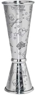 QuxetlRyz Jigger 2 Vasos medidores Grabados de 30 ml/60 ml, Herramienta Creativa de coctelería de Estilo Mashup, medidor de Metal Grabado de Doble Cara for Bar, casa y Fiesta.