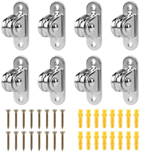 SWAWIS 4/8/12 Stück Umlenkrollen für Seile, Metall Umlenkrolle Klein mit Kugellagern, Seilrolle mit Montageschrauben für Sonnensegel Wellenschatten Gewächshaus Wäscheleine(61x21mm)
