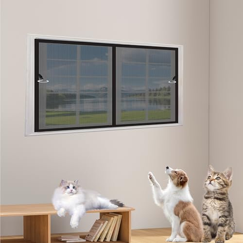 Fliegengitter Balkontür Magnet 167 x 156 cm Ohne Bohren Langlebige Fliegenvorhang Terrassentür Faltbar Luft Kann Frei Strömen Nicht Kürzbar Kinderleichte Klebemontage, Schwarz