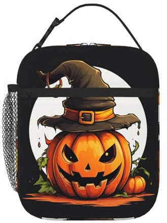 Bolsa de almuerzo con estampado de calabaza de Halloween para oficina, trabajo, picnic, lonchera aislada reutilizable para adultos