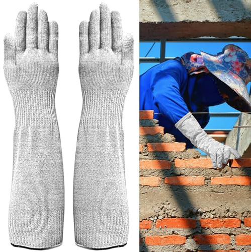 VLYX Guantes Jardinería Largos Resistentes Espinas Nivel 5 Anti-Corte Mangalarga 45cm - Unisex Cocina/Jardín/Tareas Pesadas Gris