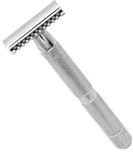 Gatuida Sicherer Edelstahl Rasierer für Herren mit Rutschfestem Griff und Naher Rasur für Professionellen Einsatz im Heimgebrauch Silberfarben mit Texturiertem Design