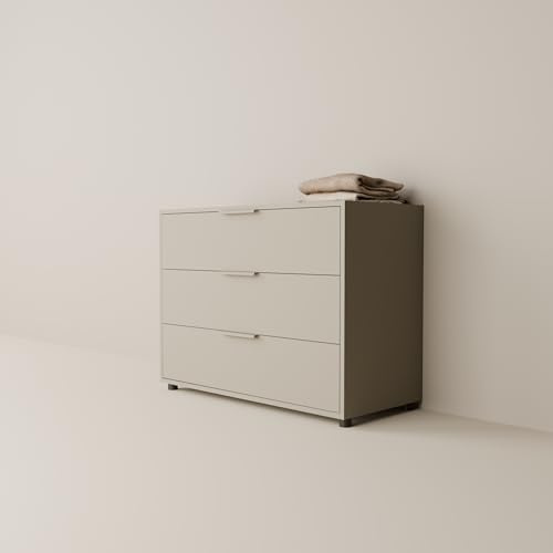 pamo Kommode beige - 92 x 67 x 40 cm - Schlafzimmer Kommode mit Schubladen oder als Sideboard Wohnzimmer/Flur - Hochwertige deutsche Produktion