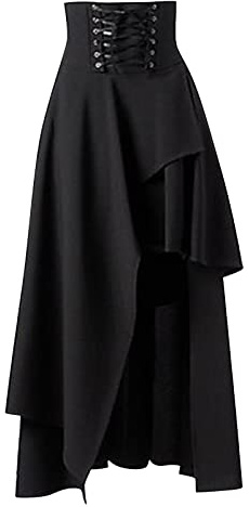Raopuzi Falda Halloween Medieval Mujer Faldas Largas de Gótica Steampunk para Mujer, Falda Punk Vintage de Cintura Alta, Faldas Renacentista Pirata Victoriana, Escalonada, Ajustable Cosplay