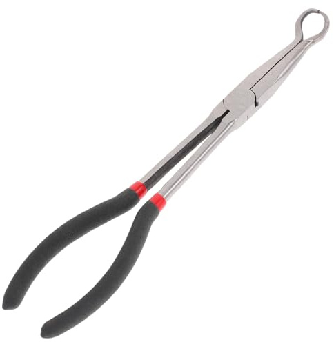 FIXOSHEE Pinza a Becchi Lunghi 28 Cm per Cablaggio Manuale Impugnatura Ergonomica in Gomma Nera, Morsetto di Crimpatura Esteso per Riparazioni in Spazi Ristretti e Zone Difficili da Raggiungere