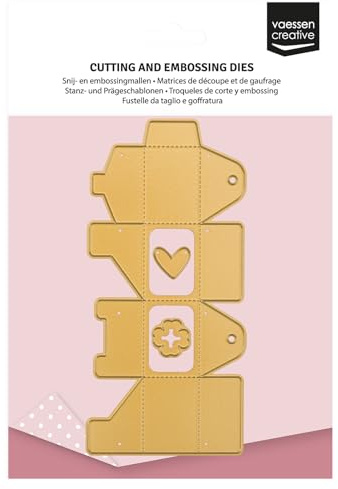 Vaessen Creative Stanzschablonen Set Geschenkbox - 3 Cutting Dies von 3,5 x 3,5 x 2,5 cm - Bastelzubehör für DIY, Basteln mit Papier und Deko - für Mini Stanz- und Prägemaschinen
