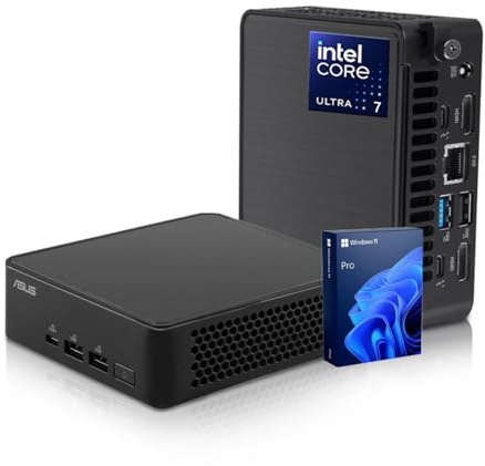 ASUS NUC 14 Pro Mini ordinateur de bureau, Intel 16 cœurs Ultra 7 155H, 16 Go DDR5, 512 Go SSD, Wi-Fi 6E, prend en charge 4 écrans 4K, Thunderbolt 4, HDMI, Bluetooth, Windows 11 Pro, noir, PC AI pour