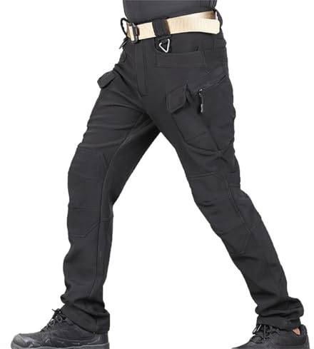 Truetailor fleecefodrade vattentäta bruksbyxor, 2026 True Tailor arbetsbyxor, herr vandring last taktiska jaktbyxor, Svart, XL