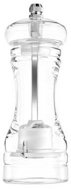 Wellrun 5 Inch Transparent Acrylic Pepper Grinder,Adjustable Coarseness Mill,Refillable Manual GrindingTool for Salt,Spices