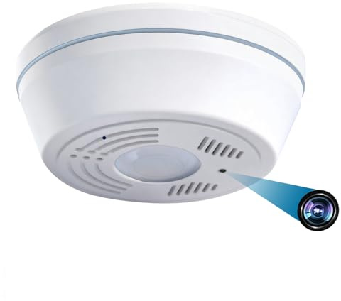 NUNET WiFi Nanny Camera Dummy Smoke Detector - Indoor Security Monitor, Wireless Motion Detection, Night Vision, 180-Day Battery, 32GB Card Included - Ceiling Mount Home Surveillance System