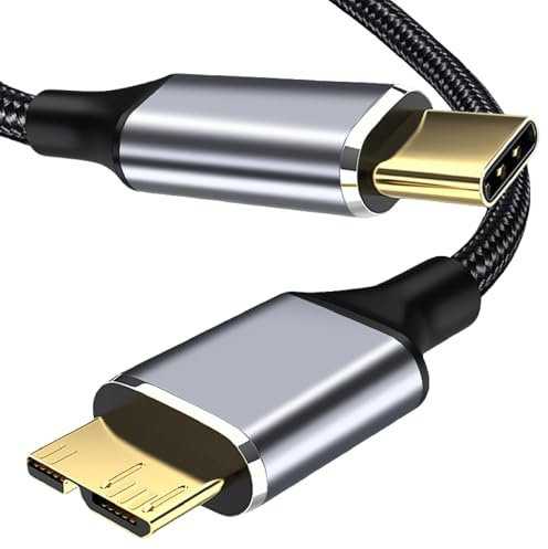 USB 3.0 Micro-B to USB-C Cable External Hard Drive Cable for SSD HDD Camera | 0.5m 5Gbps High Speed Data Transfer Hard Drive Cable Compatible With MacBook WD Seagate Toshiba SSD HDD Camera External Drive