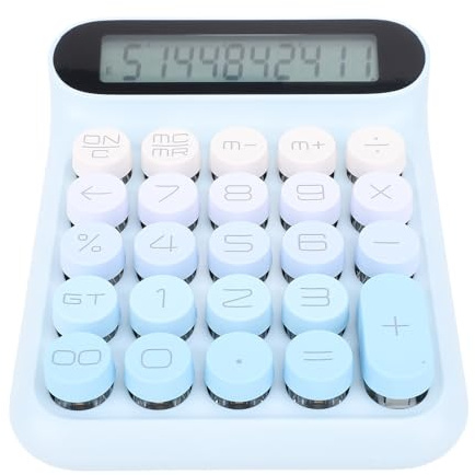 Fabater Calculadora Mecánica, 24 Teclas, Interruptor Azul, Teclas Mecánicas, Pantalla LCD, Desmontables, Calculadora de Escritorio, Linda con Almohadillas Antideslizantes y Ahorro de Energía para