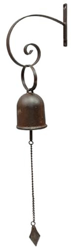 MACOSA SA81652 Nostalgische Wandglocke Metall Braun 58 cm Wanddekoration Glocke Metallglocke Schiffsglocke Badeko Eisenglocke Metallglocke Dekoglocke
