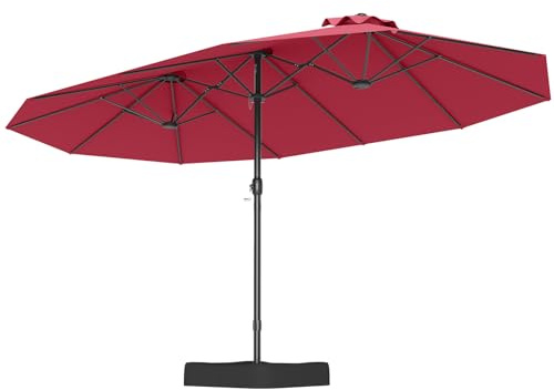 COSTWAY Dubbelparasoll 470 x 280 cm, parasoll stort XXL, UV-skydd, trädgårdsparaply med handvev, marknadsparaply för trädgård, terrass och pool