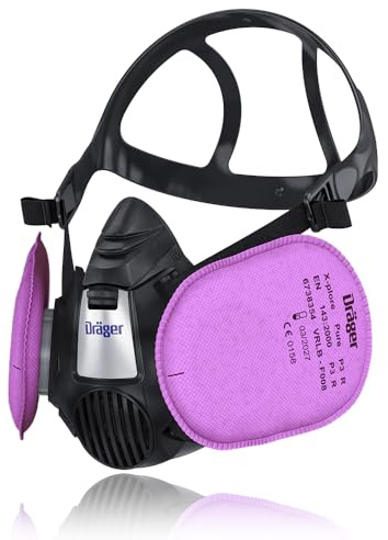 Dräger X-plore 3500 Half-Face Respirator Mask + 2x P100 Particle Filters for Oil and Solid Particles, NIOSH-Certified Respiratory Protection Kit