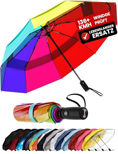 Repel Paraguas plegable Antiviento y - Apertura automática fácil - Paraguas Grande, Guarda Chuva Compacto y Duradero, Estructura de Fibra de Vidrio Resistente - Cabe en una Mochila o Bolso
