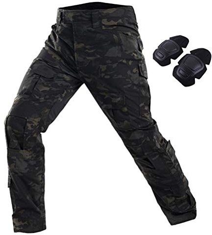 TACSIXTO Taktische Kampfhose mit Kniebatten, Ripstop Multi-Tasche Paintball Hose für Outdoor Wandern Jagd, Langlebige Ladung Arbeitshose