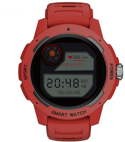 CETLFM Orologio Intelligente GPS, Orologio Sportivo Bluetooth da Corsa, Orologio Intelligente Impermeabile per la frequenza cardiaca, Orologio da altimetro con Bussola,Rosso