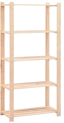 vidaXL Scaffale a 5 Livelli 250 kg Robusto Resistente Verniciatile Mensole Ripiani Stoccaggio Cantina Scaffalatura Colore Naturale Legno di Pino