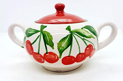 Zuccheriera Linea Ciliegie Realizzata e Dipinta a mano Le Ceramiche del Castello Made in Italy
