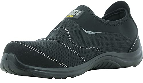 SAFETY JOGGER Yukon S1P Säkerhetsjoggingbyxor för män, att glida ihop, lätt, med stålhätta, för promenader, arbetsskor, 35 svart, svart, 45 EU