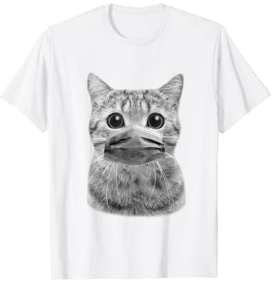 Lustige Katze mit Mundschutz Maske Gesichtsmaske Atemschutz T-Shirt