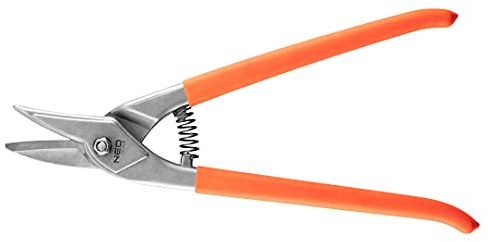 NEO TOOLS Blechschere rechtsschneidend, aus CrMo-Stahl, Griffe mit Gummiüberzug, für Bleche bis zu 1,5 mm dick, für runde und gebogene Schnitte